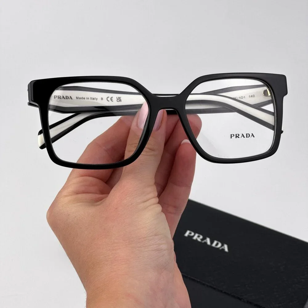 Prada Eyeglasses – Black Square Acetate Frame | Women’s Model PRB03V 16K1O1